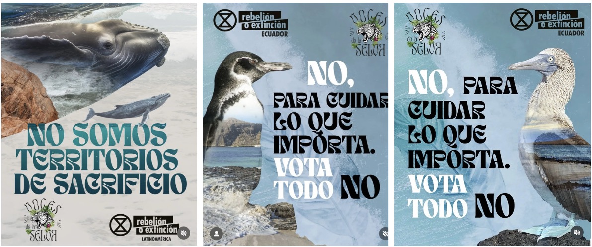 A group of three posters with similar designs and the same logos.